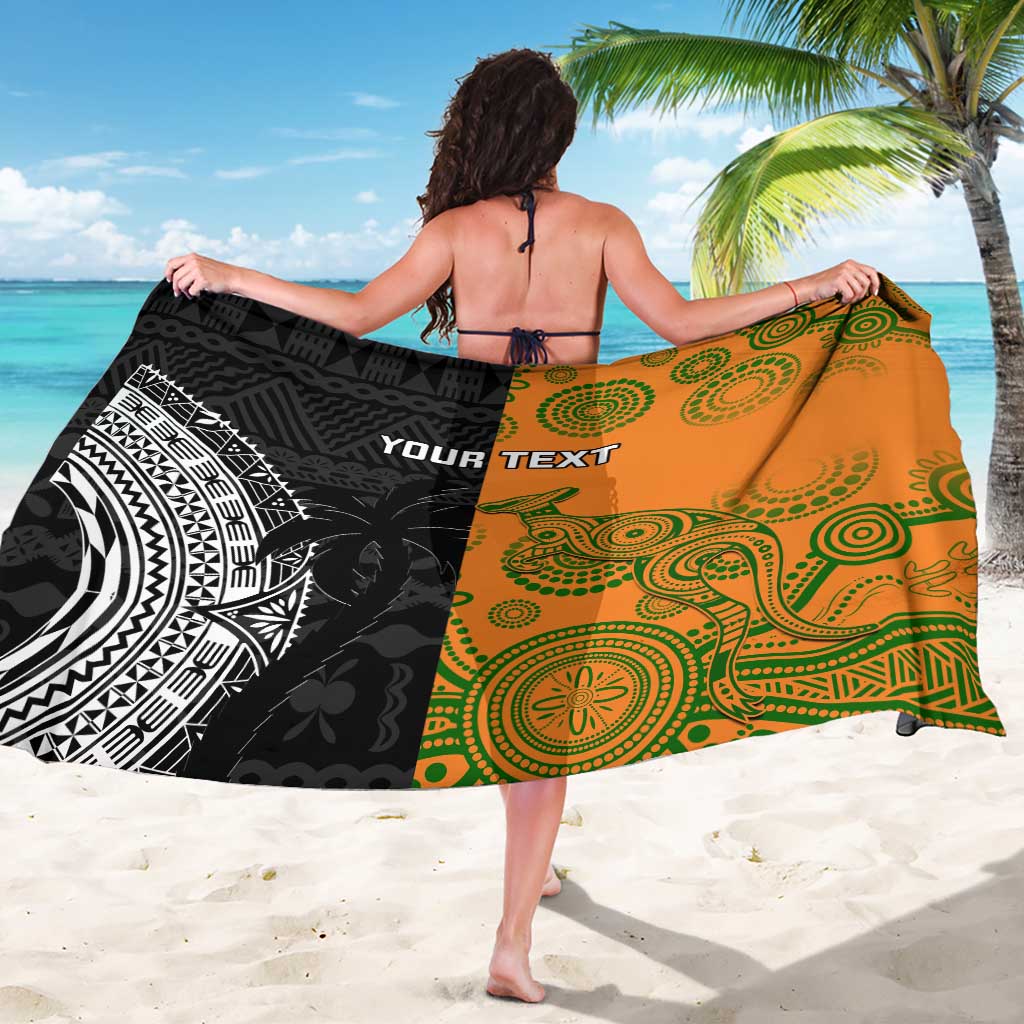 Custom Fiji And Australia Rugby Sarong Fijian Tapa Pattern With Aussie Aboriginal Art LT14 - Polynesian Pride