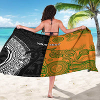 Custom Fiji And Australia Rugby Sarong Fijian Tapa Pattern With Aussie Aboriginal Art LT14 - Polynesian Pride