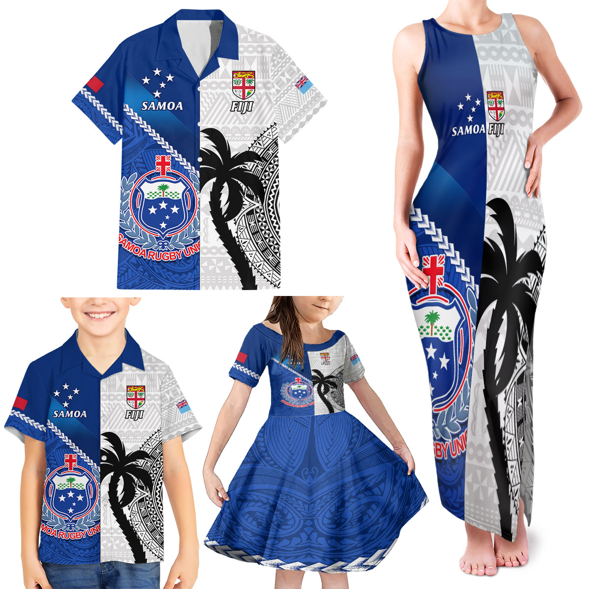 fiji-and-samoa-rugby-family-matching-tank-maxi-dress-and-hawaiian-shirt-2023-world-cup-samoan-mix-tapa-pattern