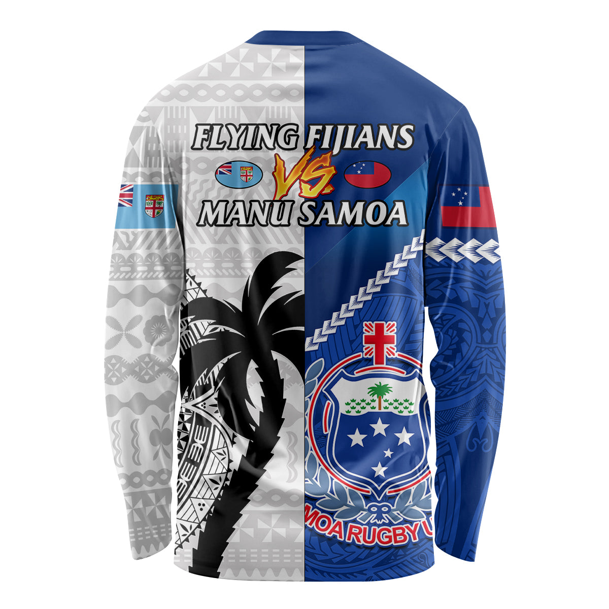 Fiji And Samoa Rugby Long Sleeve Shirt 2023 World Cup Samoan Mix Tapa Pattern LT14 - Polynesian Pride