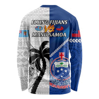 Fiji And Samoa Rugby Long Sleeve Shirt 2023 World Cup Samoan Mix Tapa Pattern LT14 - Polynesian Pride