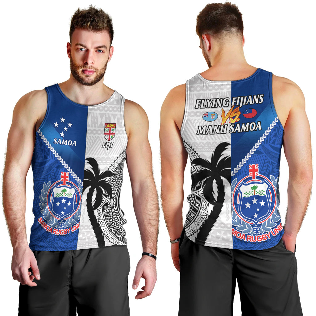 Fiji And Samoa Rugby Men Tank Top 2023 World Cup Samoan Mix Tapa Pattern LT14 - Polynesian Pride