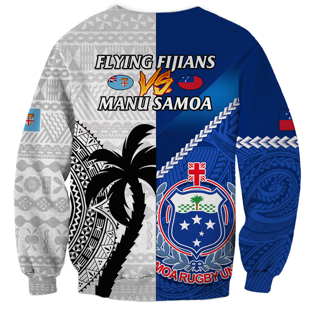 Fiji And Samoa Rugby Sweatshirt 2023 World Cup Samoan Mix Tapa Pattern LT14 - Polynesian Pride