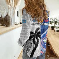 Fiji And Samoa Rugby Women Casual Shirt 2023 World Cup Samoan Mix Tapa Pattern LT14 - Polynesian Pride