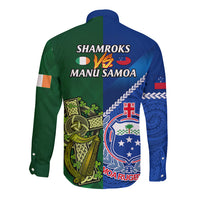 Samoa And Ireland Rugby Long Sleeve Button Shirt 2023 World Cup Manu Samoa With Shamrocks LT14 - Polynesian Pride