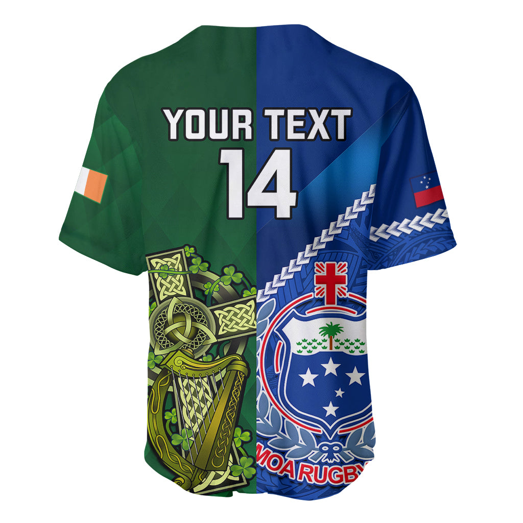 Custom Samoa And Ireland Rugby Baseball Jersey 2023 World Cup Manu Samoa With Shamrocks LT14 - Polynesian Pride