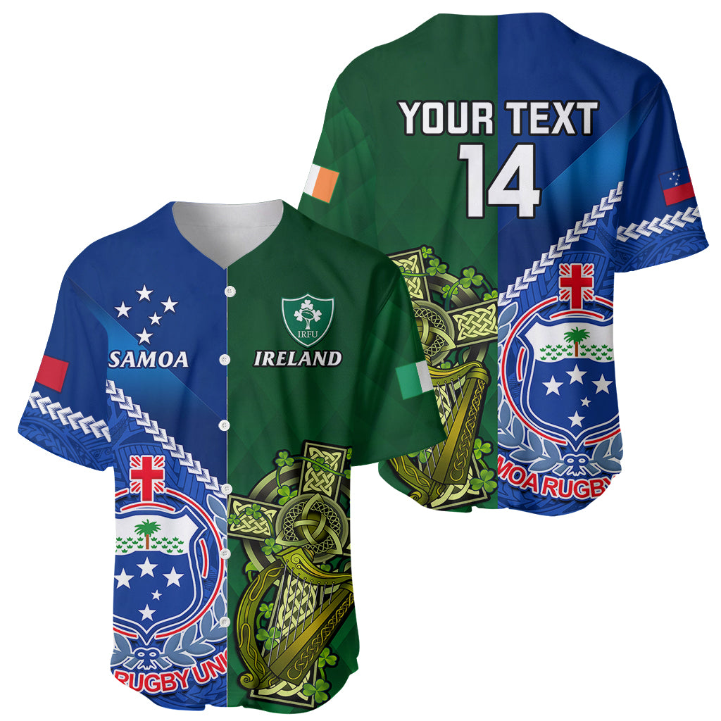 Custom Samoa And Ireland Rugby Baseball Jersey 2023 World Cup Manu Samoa With Shamrocks LT14 - Polynesian Pride