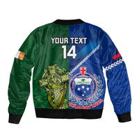 Custom Samoa And Ireland Rugby Bomber Jacket 2023 World Cup Manu Samoa With Shamrocks LT14 - Polynesian Pride