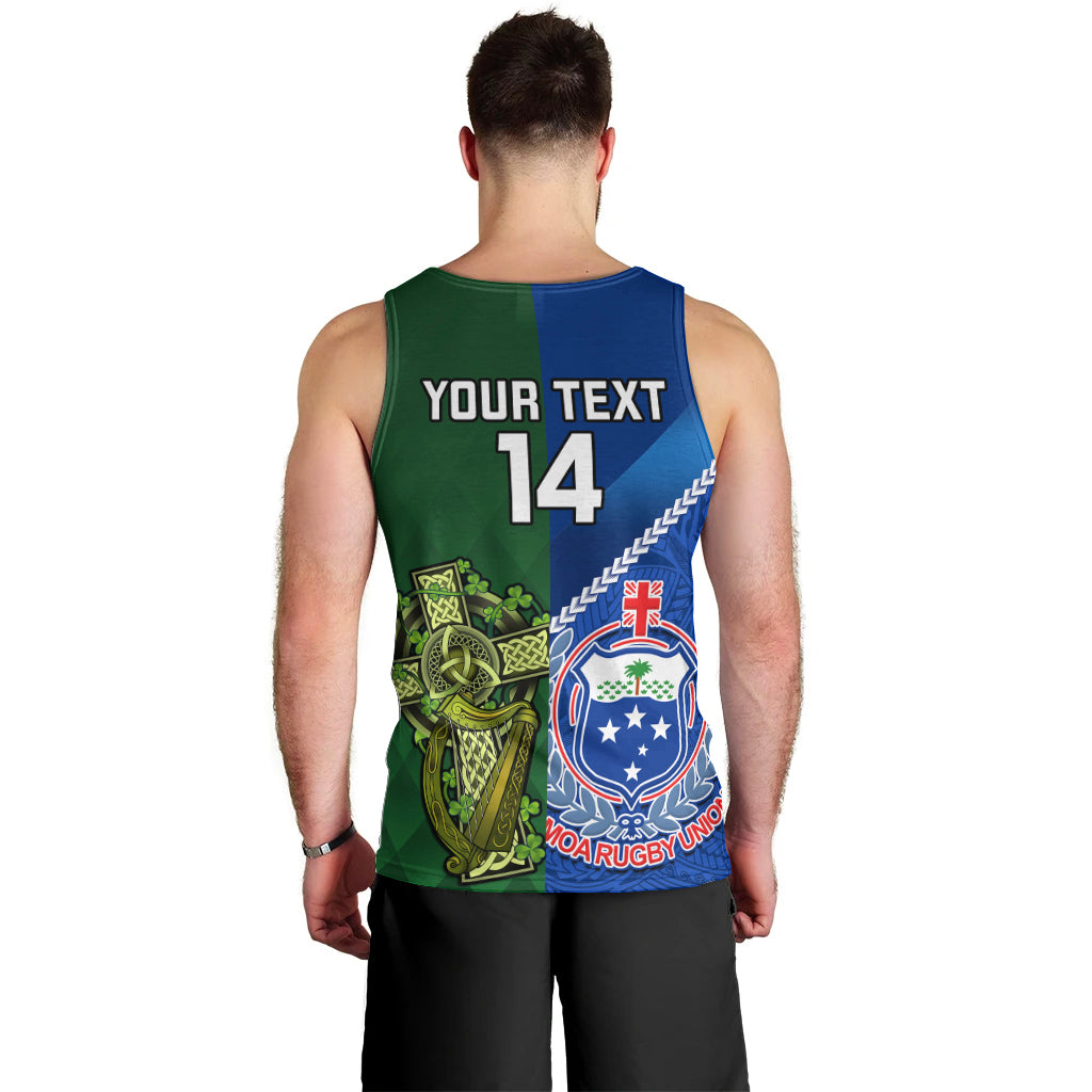 Custom Samoa And Ireland Rugby Men Tank Top 2023 World Cup Manu Samoa With Shamrocks LT14 - Polynesian Pride