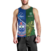 Custom Samoa And Ireland Rugby Men Tank Top 2023 World Cup Manu Samoa With Shamrocks LT14 - Polynesian Pride
