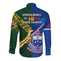Samoa And South Africa Rugby Long Sleeve Button Shirt 2023 World Cup Manu Samoa With Springboks LT14 - Polynesian Pride