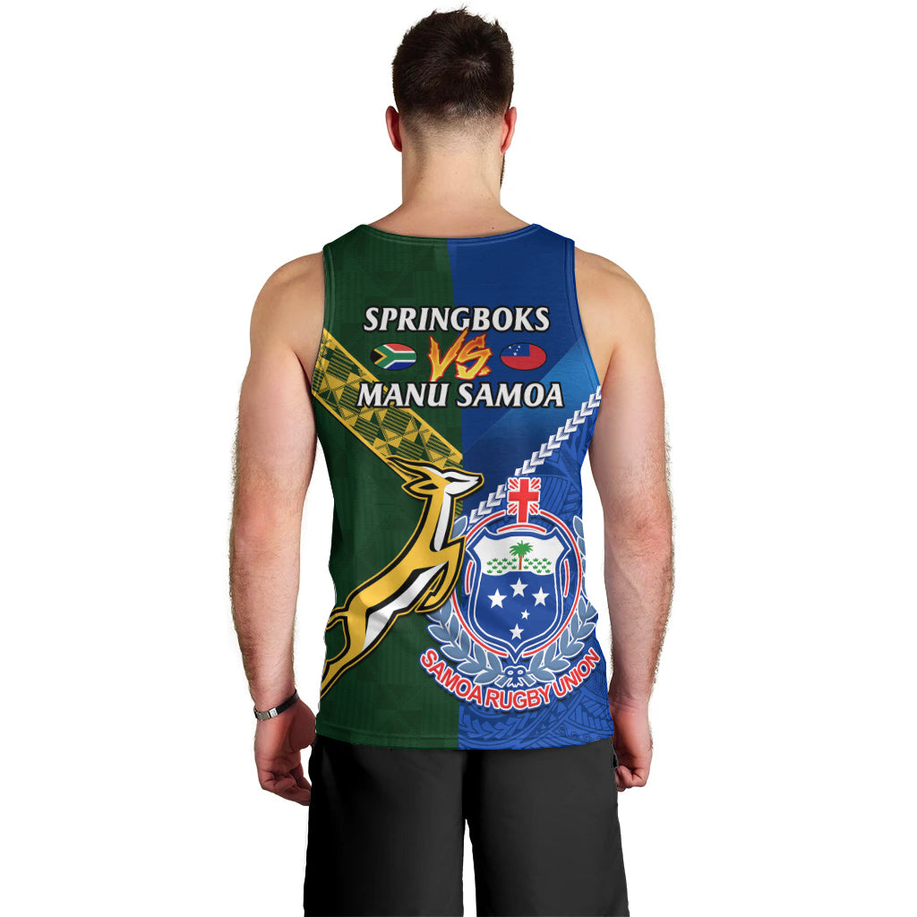 Samoa And South Africa Rugby Men Tank Top 2023 World Cup Manu Samoa With Springboks LT14 - Polynesian Pride