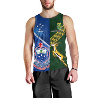 Samoa And South Africa Rugby Men Tank Top 2023 World Cup Manu Samoa With Springboks LT14 - Polynesian Pride