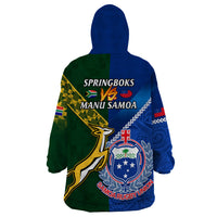 Samoa And South Africa Rugby Wearable Blanket Hoodie 2023 World Cup Manu Samoa With Springboks LT14 - Polynesian Pride