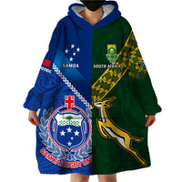 Samoa And South Africa Rugby Wearable Blanket Hoodie 2023 World Cup Manu Samoa With Springboks LT14 - Polynesian Pride