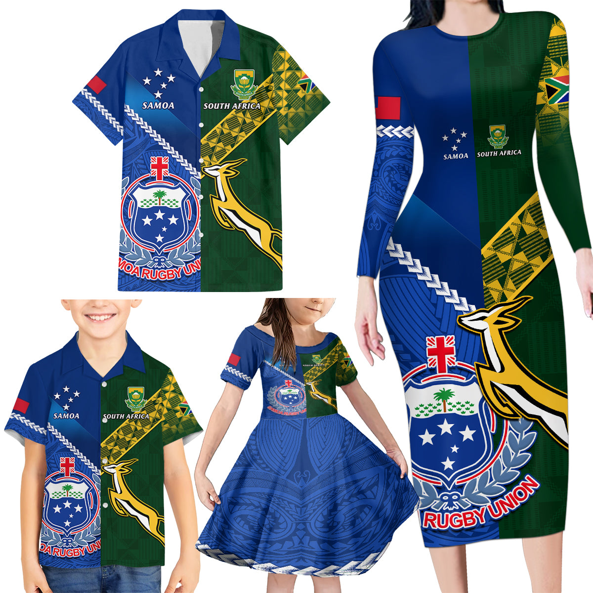 custom-samoa-and-south-africa-rugby-family-matching-long-sleeve-bodycon-dress-and-hawaiian-shirt-2023-world-cup-manu-samoa-with-springboks