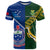 Custom Samoa And South Africa Rugby T Shirt 2023 World Cup Manu Samoa With Springboks LT14 Blue - Polynesian Pride