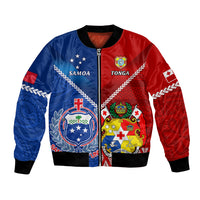 Samoa And Tonga Rugby Bomber Jacket 2023 World Cup Manu Samoa With Ikale Tahi LT14 Unisex Blue - Polynesian Pride