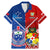 Samoa And Tonga Rugby Family Matching Mermaid Dress and Hawaiian Shirt 2023 World Cup Manu Samoa With Ikale Tahi LT14 Dad's Shirt - Short Sleeve Blue - Polynesian Pride