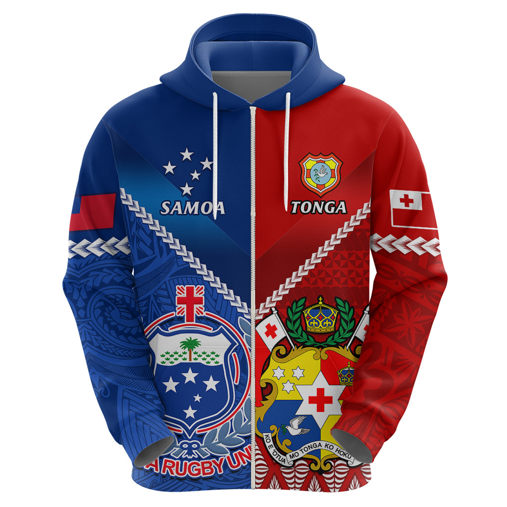 Samoa And Tonga Rugby Hoodie 2023 World Cup Manu Samoa With Ikale Tahi LT14 - Polynesian Pride