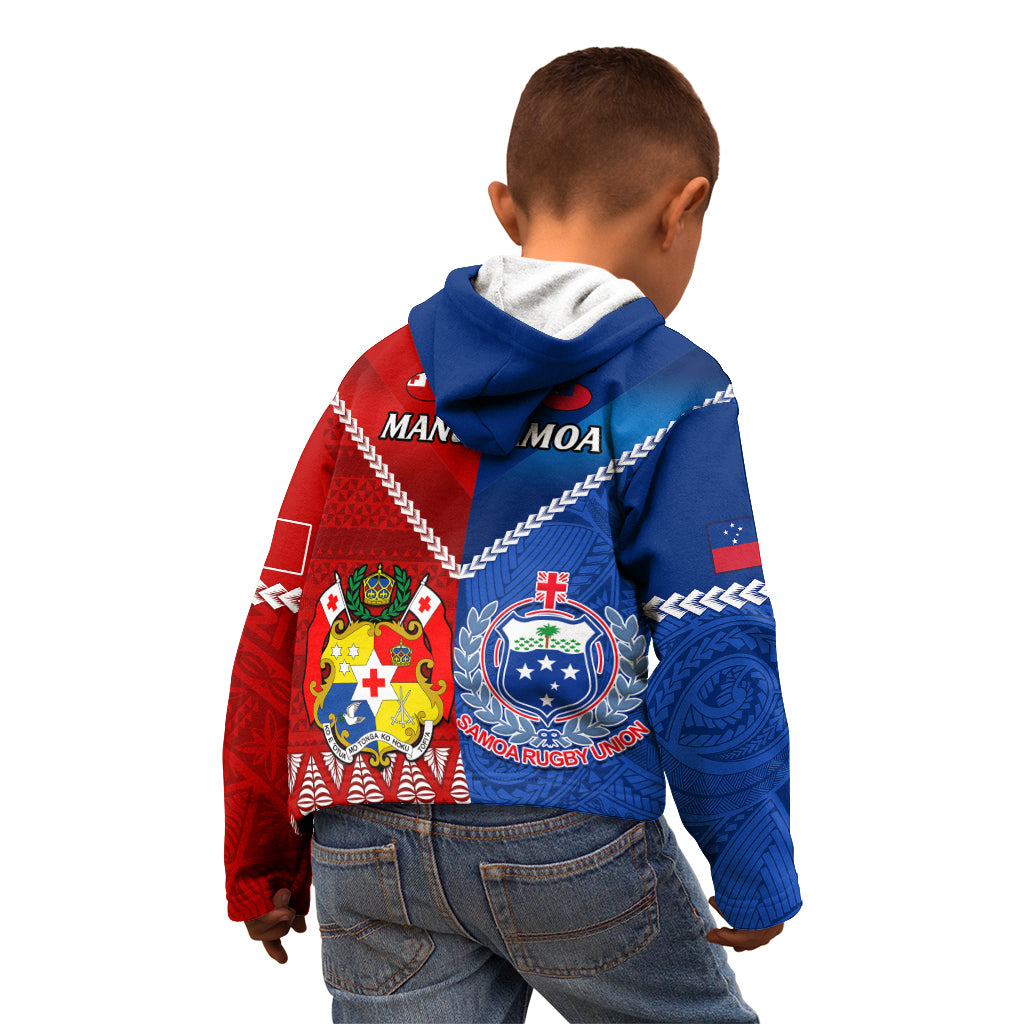 Samoa And Tonga Rugby Kid Hoodie 2023 World Cup Manu Samoa With Ikale Tahi LT14 - Polynesian Pride