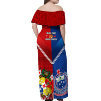 Samoa And Tonga Rugby Off Shoulder Maxi Dress 2023 World Cup Manu Samoa With Ikale Tahi LT14 - Polynesian Pride