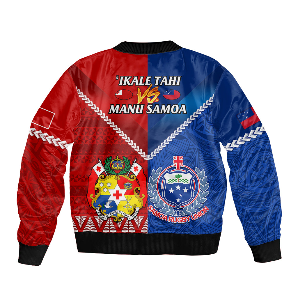 Samoa And Tonga Rugby Sleeve Zip Bomber Jacket 2023 World Cup Manu Samoa With Ikale Tahi LT14 - Polynesian Pride