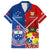 Custom Samoa And Tonga Rugby Family Matching Puletasi Dress and Hawaiian Shirt 2023 World Cup Manu Samoa With Ikale Tahi LT14 Dad's Shirt - Short Sleeve Blue - Polynesian Pride