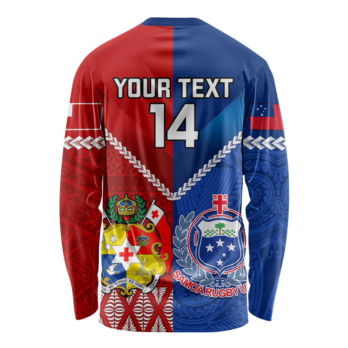 Custom Samoa And Tonga Rugby Long Sleeve Shirt 2023 World Cup Manu Samoa With Ikale Tahi LT14 - Polynesian Pride