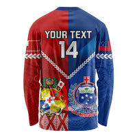 Custom Samoa And Tonga Rugby Long Sleeve Shirt 2023 World Cup Manu Samoa With Ikale Tahi LT14 - Polynesian Pride
