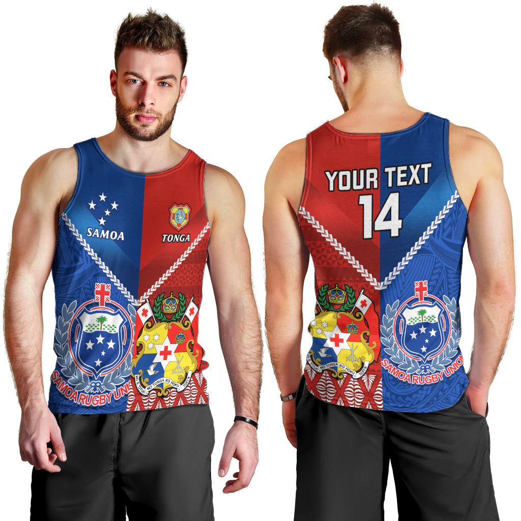 Custom Samoa And Tonga Rugby Men Tank Top 2023 World Cup Manu Samoa With Ikale Tahi LT14 - Polynesian Pride