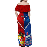 Custom Samoa And Tonga Rugby Off Shoulder Maxi Dress 2023 World Cup Manu Samoa With Ikale Tahi LT14 - Polynesian Pride