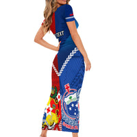 Custom Samoa And Tonga Rugby Short Sleeve Bodycon Dress 2023 World Cup Manu Samoa With Ikale Tahi LT14 - Polynesian Pride
