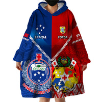 Custom Samoa And Tonga Rugby Wearable Blanket Hoodie 2023 World Cup Manu Samoa With Ikale Tahi LT14 - Polynesian Pride