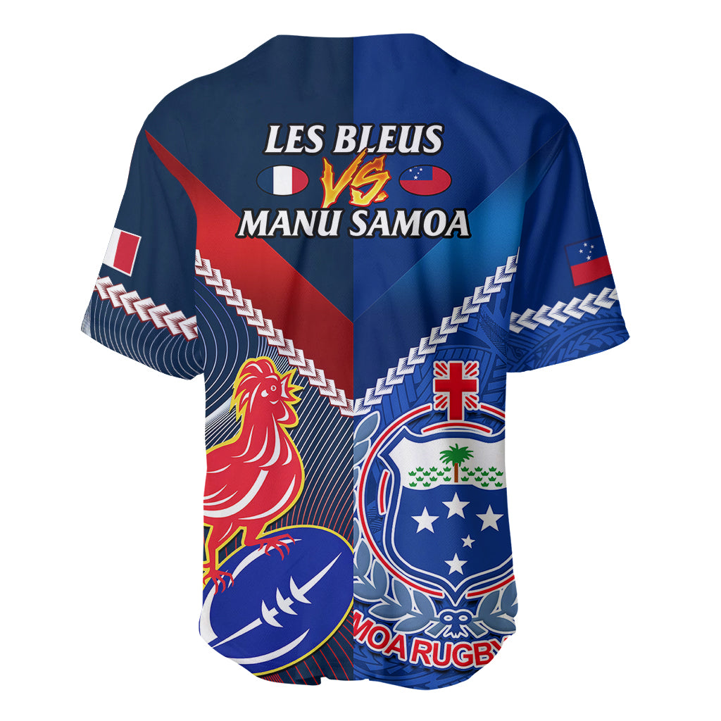 Samoa And France Rugby Baseball Jersey 2023 World Cup Manu Samoa With Les Bleus LT14 - Polynesian Pride