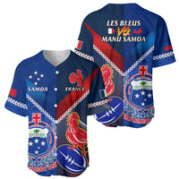 Samoa And France Rugby Baseball Jersey 2023 World Cup Manu Samoa With Les Bleus LT14 - Polynesian Pride
