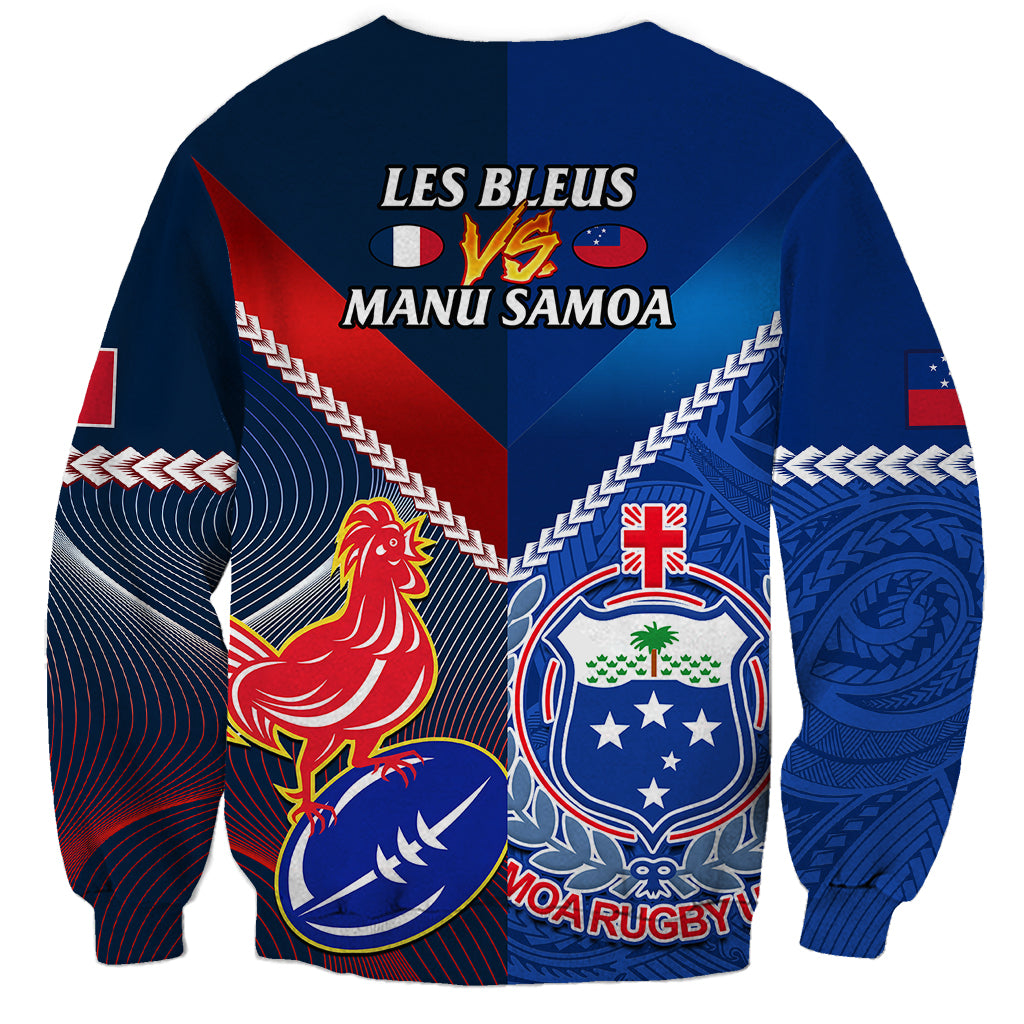 Samoa And France Rugby Sweatshirt 2023 World Cup Manu Samoa With Les Bleus LT14 - Polynesian Pride