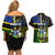 South Sea Islanders Couples Matching Off Shoulder Short Dress and Hawaiian Shirt Kanakas With Solomon Islands Coat Of Arms LT14 - Polynesian Pride