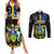 South Sea Islanders Couples Matching Summer Maxi Dress and Long Sleeve Button Shirts Kanakas With Solomon Islands Coat Of Arms LT14 Black - Polynesian Pride