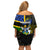 South Sea Islanders Family Matching Off Shoulder Short Dress and Hawaiian Shirt Kanakas With Solomon Islands Coat Of Arms LT14 - Polynesian Pride