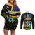 personalised-south-sea-islanders-couples-matching-off-shoulder-short-dress-and-long-sleeve-button-shirts-kanakas-with-solomon-islands-coat-of-arms