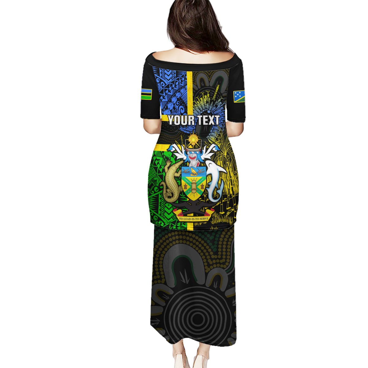 Personalised South Sea Islanders Puletasi Kanakas With Solomon Islands Coat Of Arms LT14 - Polynesian Pride