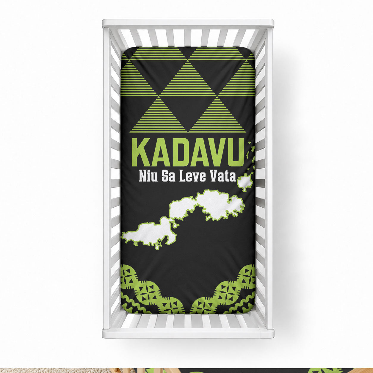 Kadavu Fiji 2026 Rugby Baby Bed Cover Niu Sa Leve Vata Fijian Tapa Pattern LT14 28 × 52 in Black - Polynesian Pride