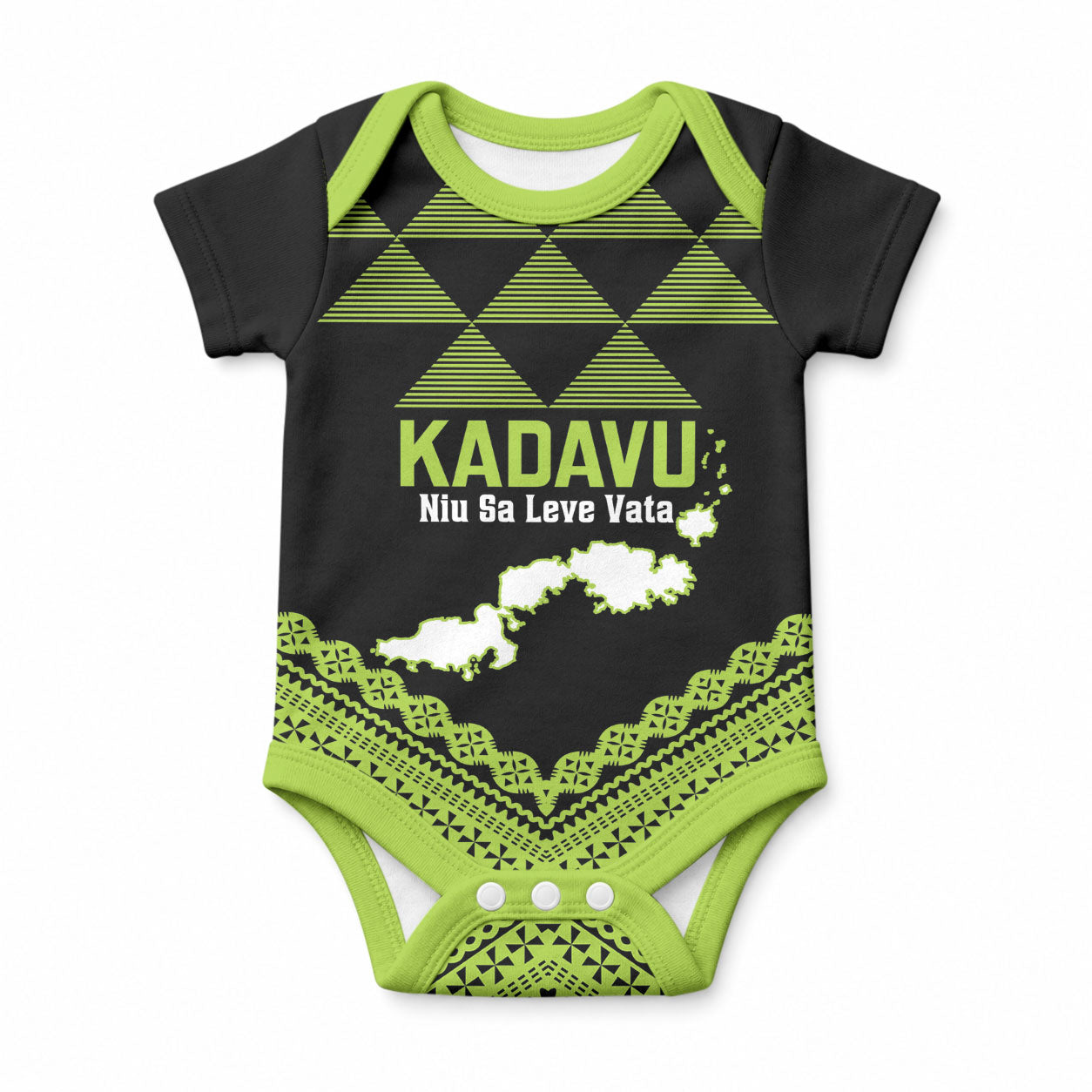 Kadavu Fiji 2026 Rugby Custom Baby Onesie Niu Sa Leve Vata Fijian Tapa Pattern LT14 Black - Polynesian Pride