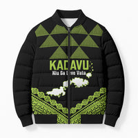 Kadavu Fiji 2026 Rugby Custom Bomber Puffer Jacket Niu Sa Leve Vata Fijian Tapa Pattern LT14 Unisex Black - Polynesian Pride