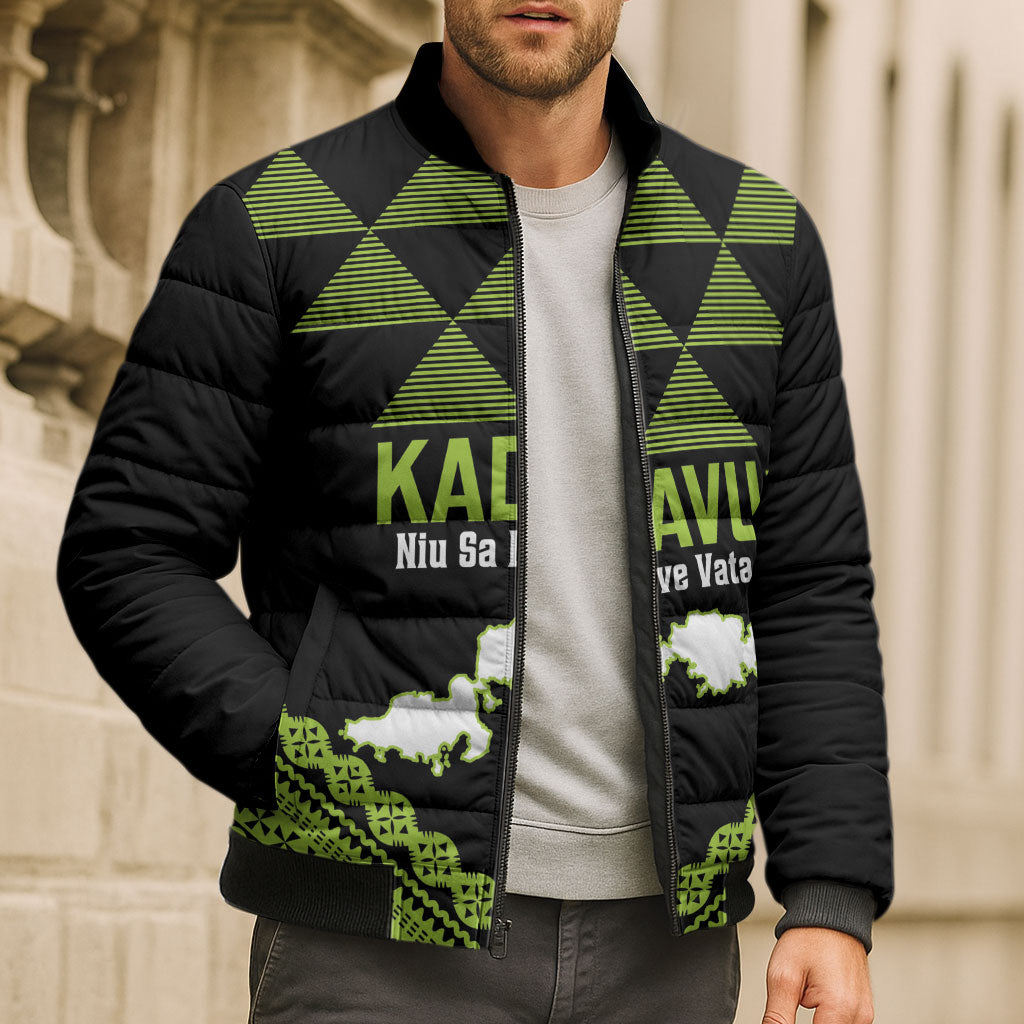 Kadavu Fiji 2026 Rugby Custom Bomber Puffer Jacket Niu Sa Leve Vata Fijian Tapa Pattern LT14 - Polynesian Pride