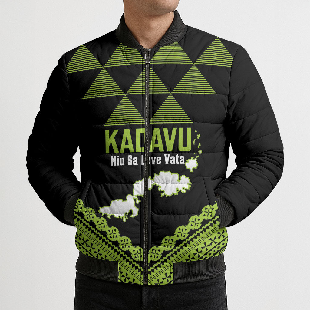 Kadavu Fiji 2026 Rugby Custom Bomber Puffer Jacket Niu Sa Leve Vata Fijian Tapa Pattern LT14 - Polynesian Pride