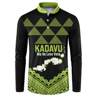 Kadavu Fiji 2026 Rugby Custom Button Sweatshirt Niu Sa Leve Vata Fijian Tapa Pattern LT14 Black - Polynesian Pride