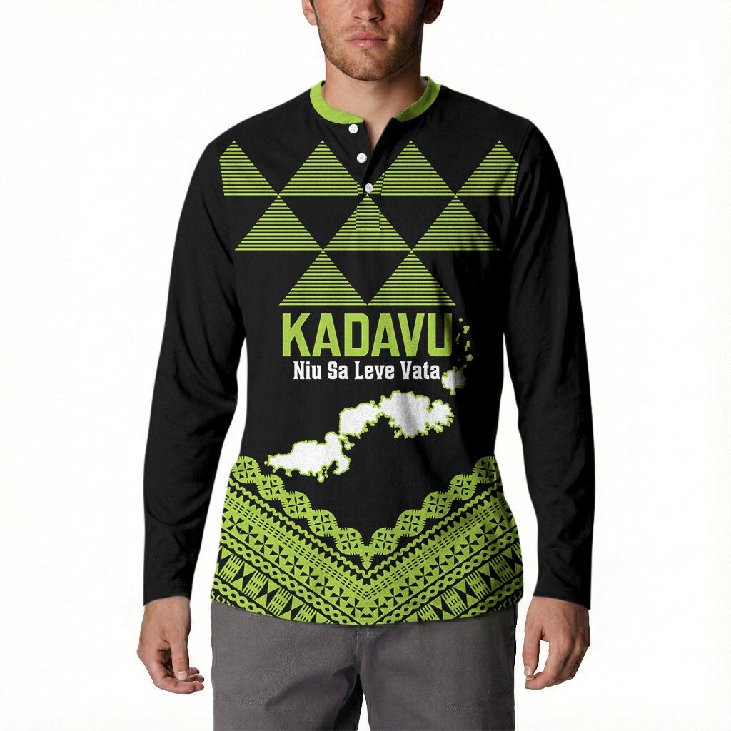 Kadavu Fiji 2026 Rugby Custom Button Sweatshirt Niu Sa Leve Vata Fijian Tapa Pattern LT14 - Polynesian Pride