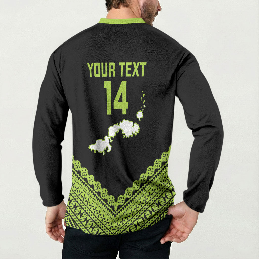 Kadavu Fiji 2026 Rugby Custom Button Sweatshirt Niu Sa Leve Vata Fijian Tapa Pattern LT14 - Polynesian Pride